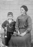 Unknown woman with small boy