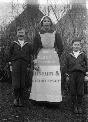 Maid Ruby Hunter at Olligarth with two boys