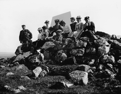 Group of men and women on a cairn