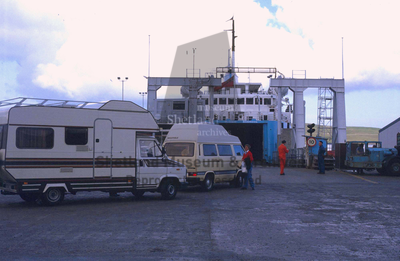 Vehicles boarding P & O Ferry.
