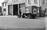 Army ambulance outside Gray's Garage