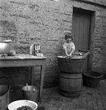 Young girl washing