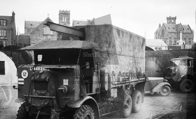 Army lorry at the circus camp, Lerwick