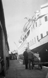 Lifting yacht off lorry; alongside, ST. NINIAN II
