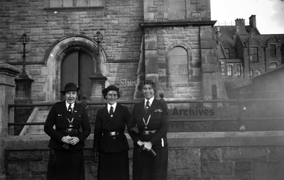 Girl Guide leaders outside St Clement's Church